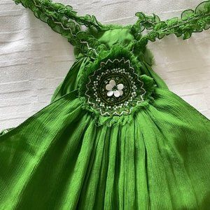 Max Studio Silk Green Halter Dress